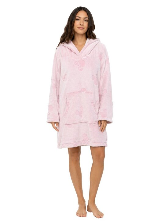 Disney Tops - Disney Minnie Mouse Pink Plush Hooded Lounge Dress Sherpa Cozy Medium M